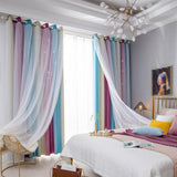 Star Curtains Stars Blackout Curtains for Kids Girls Bedroom Living Room Colorful Double Layer Star Window Curtains, 2 Panels (53''W x 108''L，Purple)