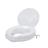 Raised Toilet Seat with Lid 300 Lbs Heavy Duty Elevated Toilet Seat with Tightening Clamps Raised Toilet Seats for Most Elongated Toilets (White, 2 Inches)