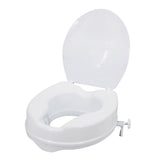 Raised Toilet Seat with Lid 300 Lbs Heavy Duty Elevated Toilet Seat with Tightening Clamps Raised Toilet Seats for Most Elongated Toilets (White, 4 Inches)
