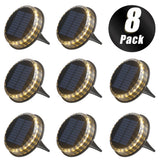 8pcs Solar Ground Lights LED Warm Light Outdoor Solar Disk Lights IP68 Waterproof Underground Lights Solar Garden Lights Landscape Lights for Pathway Yard Deck Patio Walkway