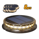 8pcs Solar Ground Lights LED Warm Light Outdoor Solar Disk Lights IP68 Waterproof Underground Lights Solar Garden Lights Landscape Lights for Pathway Yard Deck Patio Walkway