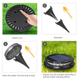 8pcs Solar Ground Lights LED Warm Light Outdoor Solar Disk Lights IP68 Waterproof Underground Lights Solar Garden Lights Landscape Lights for Pathway Yard Deck Patio Walkway