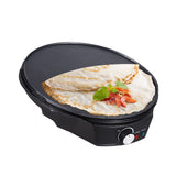 11 Inches Electric Crepe Maker 900W 50-210 Celsius Degree Temperature Control Non-stick Pancake Griddle for Roti Tortilla Blintzes Includes Wooden Spatula and Batter Spreader