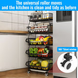 3-Tier Kitchen Carts on Wheels Metal Large Capacity Fruit Vegetable Storage Basket Pantry Utility Cart with Mesh Baskets for Kitchen Bathroom Living Room Office In Australia - Darrahopens