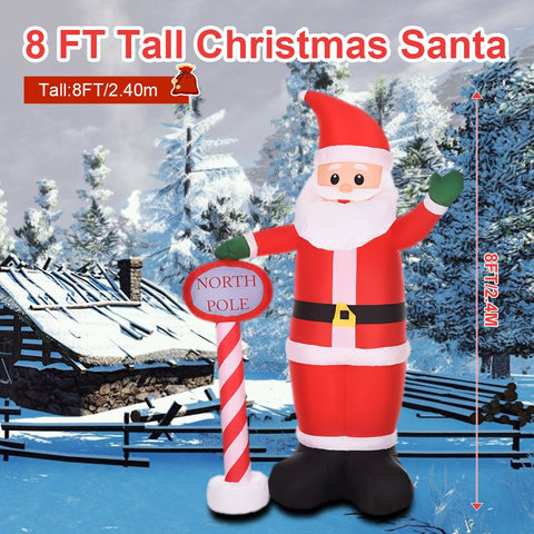 8FT Tall Christmas Santa Inflatables IP44 Weatherproof LED Light Up Xmas Yard Giant and Tall Blow Up Santa Claus with Floor Stakes and Ropes for Indoor and Outdoor Party Garden Lawn Decorations In Australia - Darrahopens