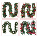 9 FT Long Christmas Garland Flexible PVC Hanging Pendant Artificial Christmas Garlands with Bowknot for Stairs Railing Fireplace Front Porch Door Tree Holiday Party Supplies