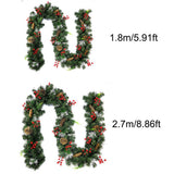 9 FT Long Christmas Garland Flexible PVC Hanging Pendant Artificial Christmas Garlands with Bowknot for Stairs Railing Fireplace Front Porch Door Tree Holiday Party Supplies