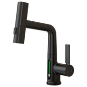 Kitchen Faucet with Pull Down Sprayer LED Temperature Display Adjustable Height and 360 Degrees Swivel 3 Modes Single-Handle Stainless Steel Pull-Out Basin Mixer Tap In Australia - Darrahopens