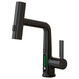 Kitchen Faucet with Pull Down Sprayer LED Temperature Display Adjustable Height and 360 Degrees Swivel 3 Modes Single-Handle Stainless Steel Pull-Out Basin Mixer Tap In Australia - Darrahopens