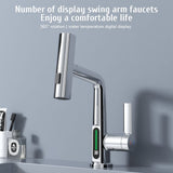 Kitchen Faucet with Pull Down Sprayer LED Temperature Display Adjustable Height and 360 Degrees Swivel 3 Modes Single-Handle Stainless Steel Pull-Out Basin Mixer Tap In Australia - Darrahopens