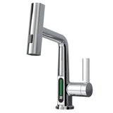 Kitchen Faucet with Pull Down Sprayer LED Temperature Display Adjustable Height and 360 Degrees Swivel 3 Modes Single-Handle Stainless Steel Pull-Out Basin Mixer Tap