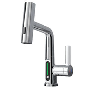 Kitchen Faucet with Pull Down Sprayer LED Temperature Display Adjustable Height and 360 Degrees Swivel 3 Modes Single-Handle Stainless Steel Pull-Out Basin Mixer Tap In Australia - Darrahopens