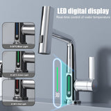 Kitchen Faucet with Pull Down Sprayer LED Temperature Display Adjustable Height and 360 Degrees Swivel 3 Modes Single-Handle Stainless Steel Pull-Out Basin Mixer Tap In Australia - Darrahopens