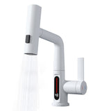 Kitchen Faucet with Pull Down Sprayer LED Temperature Display Adjustable Height and 360 Degrees Swivel 3 Modes Single-Handle Stainless Steel Pull-Out Basin Mixer Tap