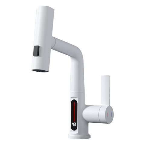 Darrahopens Furniture > Bathroom > Tap & Sink Accessories Kitchen Faucet with Pull Down Sprayer LED Temperature Display Adjustable Height and 360 Degrees Swivel 3 Modes Single-Handle Stainless Steel Pull-Out Basin Mixer Tap In Australia - Darrahopens