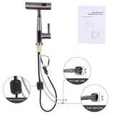 Darrahopens Furniture > Bathroom > Tap & Sink Accessories Kitchen Faucet with Pull Down Sprayer LED Temperature Display Adjustable Height and 360 Degrees Swivel 3 Modes Single-Handle Stainless Steel Pull-Out Basin Mixer Tap In Australia - Darrahopens