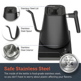 Electric Kettle 1200W 1-24 Hour Timer Hand Brew Coffee Gooseneck Electric Kettle for Home Hotel Office In Australia - Darrahopens