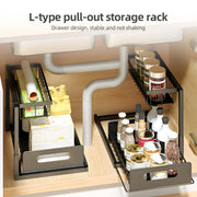 2-Tier Under Sink Organizers and Storage 2 Pack Sliding L-shape Cabinet Organizers Narrow Space Storage Heavy Load Pull Out Multi-purpose Under Sink Storage for Kitchen Bathroom Cabinet