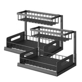 2-Tier Under Sink Organizers and Storage 2 Pack Sliding L-shape Cabinet Organizers Narrow Space Storage Heavy Load Pull Out Multi-purpose Under Sink Storage for Kitchen Bathroom Cabinet