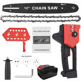 12 inches Cordless Electric Chainsaw with Brushless Motor 48-Volt Lithium-ion Handheld Power Chain Saws with Battery and Charger for Wood Cutting and Tree Pruning