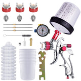 Universal 1.4mm/1.7mm/2.0mm Nozzle Cordless Paint Sprayer for Home Interior House Painting Car DIY Aluminum Alloy Paint Sprayer Gun with 600ml Cup Pressure Valve 10Pcs Disposable Bottles