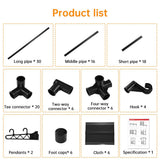 Double Rod Clothes Rack with 6 Storage Shelves Durable Steel Pipe Garment Rack Clothing Rack with 2 Extended Pendant Hooks for Entryway Corner Bedroom