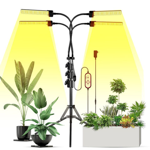 3 Heads LED Grow Lights for Indoor Plants Full Spectrum 3 Light Modes 5 Brightness 3 Timing with Height Adjustable Tripod Stand 360 Degree Gooseneck Tube Remote Controller for Plant Growth In Australia - Darrahopens