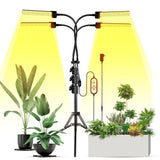 3 Heads LED Grow Lights for Indoor Plants Full Spectrum 3 Light Modes 5 Brightness 3 Timing with Height Adjustable Tripod Stand 360 Degree Gooseneck Tube Remote Controller for Plant Growth