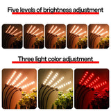 3 Heads LED Grow Lights for Indoor Plants Full Spectrum 3 Light Modes 5 Brightness 3 Timing with Height Adjustable Tripod Stand 360 Degree Gooseneck Tube Remote Controller for Plant Growth
