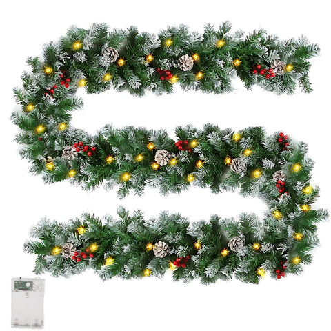 Pre Lit Xmas Garland with Pine Cones and Berry Clusters Artificial Garland with 50 LED Lights Battery Operated for for Home Stairs Fireplace Front Door In Australia - Darrahopens