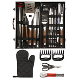 38Pcs BBQ Grill Accessories Set Portable Stainless Steel Grill Tools Grilling Accessories with Aluminum Case Thermometer Gloves Grill Mats for Outdoor Camping Backyard Barbecue Picnic