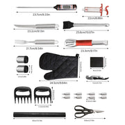 38Pcs BBQ Grill Accessories Set Portable Stainless Steel Grill Tools Grilling Accessories with Aluminum Case Thermometer Gloves Grill Mats for Outdoor Camping Backyard Barbecue Picnic