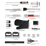 38Pcs BBQ Grill Accessories Set Portable Stainless Steel Grill Tools Grilling Accessories with Aluminum Case Thermometer Gloves Grill Mats for Outdoor Camping Backyard Barbecue Picnic