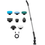 9-in-1 Electric Spin Scrubber with 9 Brush Heads Cordless Cleaning Brush Scrubber Adjustable Angle IPX5 Waterproof LED Digital Display Screen Shower Cleaning Brush for Home Bathroom Kitchen Car