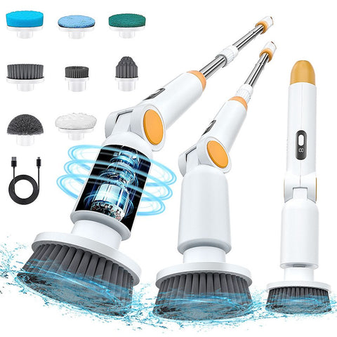 Electric Spin Scrubber with 8 Brush Heads Cordless Cleaning Brush Scrubber 3 Adjustable Handle IPX7 Waterproof LED Digital Display Screen Shower Cleaning Brush for Home Bathroom Kitchen Car In Australia - Darrahopens