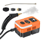 Handheld Multi-surface Steam Cleaner with 4pcs Accessories Touch Screen 6 Levels Adjustable 15s Fast Steam Deep Cleaning with Portable Handle 1200ml/40.5oz Water Tank for Sofa Window Glass Kitchen Stove Range Hood Car