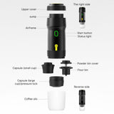 Portable Coffee Machine for Car Home Travel 3 in 1 Cordless Electric Coffee Maker Work With Capsule and Ground Coffee Mini Cold Brew and Heating Coffee Maker with 120ml Cup