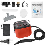 Portable Steam Cleaner 3 Temperature Adjustable Deep Cleaning Machine with 1200ml Water Tank 3 Brush Heads Window Scraper Cloth Cover Storage Bag 1.5m/4.9ft Power Cord for Home Upholstery Clothes Car
