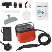 Portable Steam Cleaner 3 Temperature Adjustable Deep Cleaning Machine with 1200ml Water Tank 3 Brush Heads Window Scraper Cloth Cover Storage Bag 1.5m/4.9ft Power Cord for Home Upholstery Clothes Car