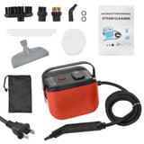 Portable Steam Cleaner 3 Temperature Adjustable Deep Cleaning Machine with 1200ml Water Tank 3 Brush Heads Window Scraper Cloth Cover Storage Bag 1.5m/4.9ft Power Cord for Home Upholstery Clothes Car