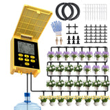 Dual Pump Solar Drip Irrigation System with Rain Sensing Digital Display Screen Child Lock 2 Group Automatic Watering System for 30 Potted Plants DIY Drip Irrigation Kit with Solar Panel 98Ft Pipe Copper Filter Connectors Gloves In Australia - Darrahopens