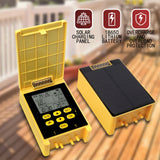 Dual Pump Solar Drip Irrigation System with Rain Sensing Digital Display Screen Child Lock 2 Group Automatic Watering System for 30 Potted Plants DIY Drip Irrigation Kit with Solar Panel 98Ft Pipe Copper Filter Connectors Gloves
