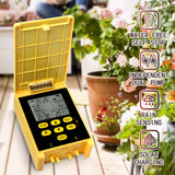 Dual Pump Solar Drip Irrigation System with Rain Sensing Digital Display Screen Child Lock 2 Group Automatic Watering System for 30 Potted Plants DIY Drip Irrigation Kit with Solar Panel 98Ft Pipe Copper Filter Connectors Gloves