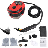 1500W Portable Handheld Steam Cleaner 105℃ High Temperature Steam Deep Cleaning Machine with Removable Water Tank 3 Brush Heads Bend Nozzle Window Scraper with Cloth Cover for Kitchen Bathroom