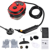 1500W Portable Handheld Steam Cleaner 105℃ High Temperature Steam Deep Cleaning Machine with Removable Water Tank 3 Brush Heads Bend Nozzle Window Scraper with Cloth Cover for Kitchen Bathroom