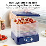 Dehydrators for Food and Jerky with 5 Drying Racks 95-158℉ 8 Gears Temperature Adjustable Vegetable Fruit Dehydrator with Large Knob Control and Clear Food Grade PP Grill Rack