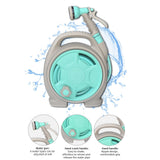 Retractable Garden Hose Reel with 6-in-1 Sprayer Nozzle 49Ft Hose Portable Water Hose Reels with Auto Spray Lock and Pipe Storage Bracket Standard 1/2-3/4'' Pipe Connector for Watering Cleaning