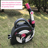Retractable Garden Hose Reel 37.7Ft Portable Water Hose Reels for Outside with 3-in-1 Sprayer Nozzle Auto Spray Lock and Pipe Storage Bracket for Watering Cleaning
