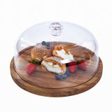Cake Stand with Lid Wood 12in Round Cake Holder 2-in-1 Dessert Table Display Set and Charcuterie Board with Large Acrylic Cake Dome Cover for Cheese Chips Dips Nachos Fruit Platter In Australia - Darrahopens