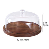 Cake Stand with Lid Wood 12in Round Cake Holder 2-in-1 Dessert Table Display Set and Charcuterie Board with Large Acrylic Cake Dome Cover for Cheese Chips Dips Nachos Fruit Platter In Australia - Darrahopens